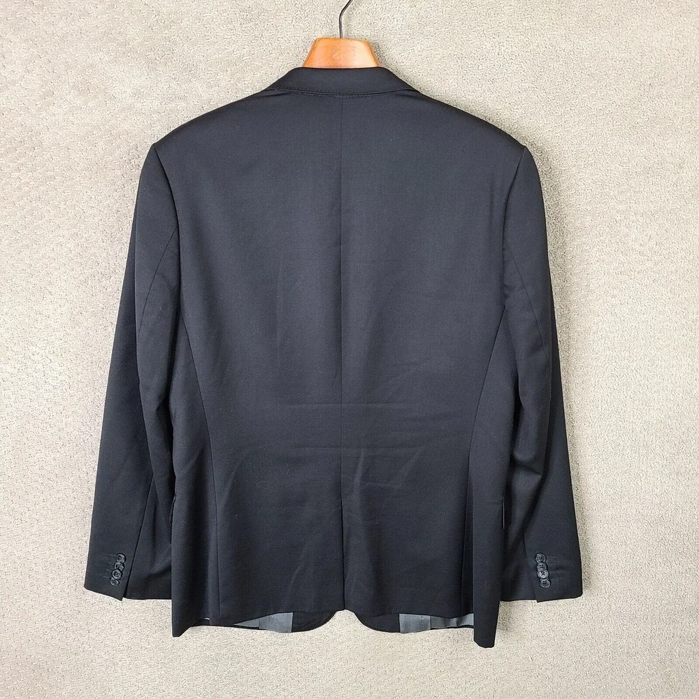 Express Jacket Men 42R Black Fitted Blazer Wool Blend 2 Button Suit Coat Stretch